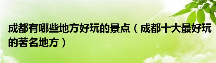 成都有哪些地方好玩的景点（成都十大最好玩的著名地方）