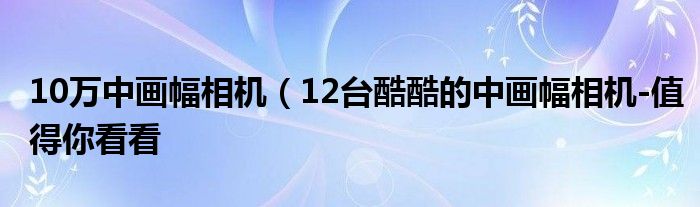 10万中画幅相机(12台酷酷的中画幅相机-值得你看看