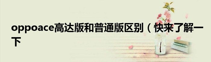 oppoace高达版和普通版区别(快来了解一下