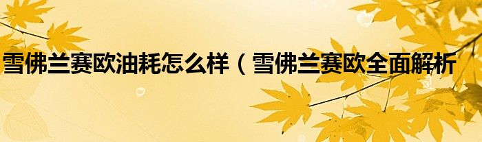 雪佛兰赛欧油耗怎么样(雪佛兰赛欧全面解析