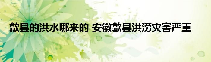 歙县的洪水哪来的 安徽歙县洪涝灾害严重