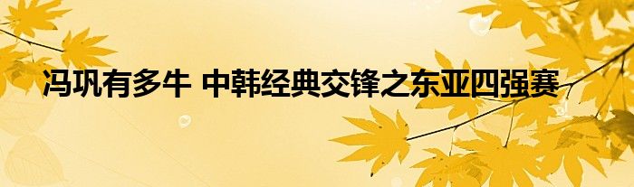 冯巩有多牛 中韩经典交锋之东亚四强赛