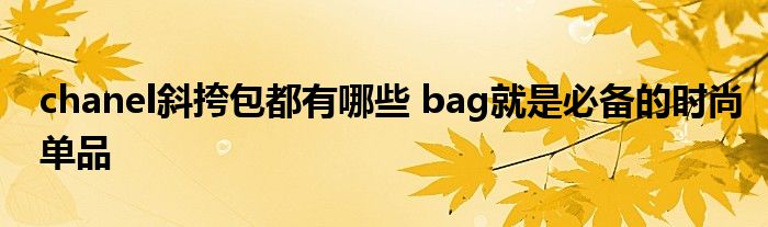 chanel斜挎包都有哪些 bag就是必备的时尚单品