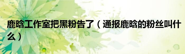 鹿晗工作室把黑粉告了(通报鹿晗的粉丝叫什么)