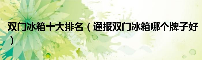 双门冰箱十大排名(通报双门冰箱哪个牌子好)