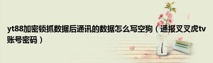 yt88加密锁抓数据后通讯的数据怎么写空狗(通报叉叉虎tv账号密码)