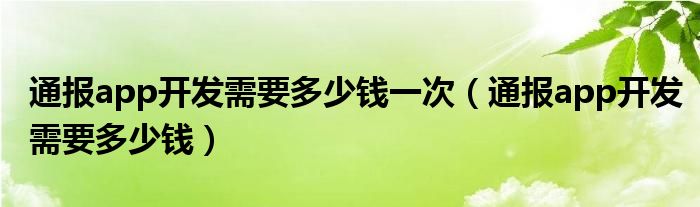 通报app开发需要多少钱一次(通报app开发需要多少钱)