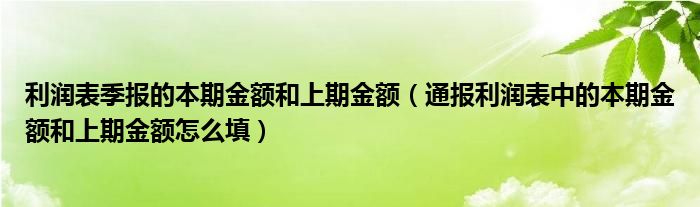 利润表季报的本期金额和上期金额(通报利润表中的本期金额和上期金额怎么填)
