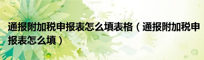 通报附加税申报表怎么填表格(通报附加税申报表怎么填)