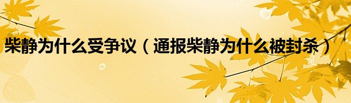 柴静为什么受争议(通报柴静为什么被封杀)