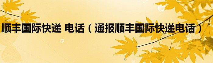 顺丰国际快递 电话(通报顺丰国际快递电话)
