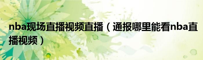 nba现场直播视频直播(通报哪里能看nba直播视频)