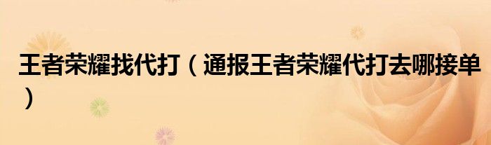 王者荣耀找代打(通报王者荣耀代打去哪接单)