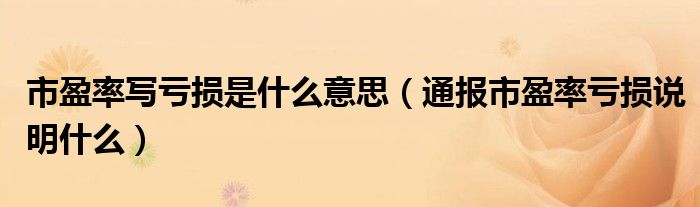 市盈率写亏损是什么意思(通报市盈率亏损说明什么)