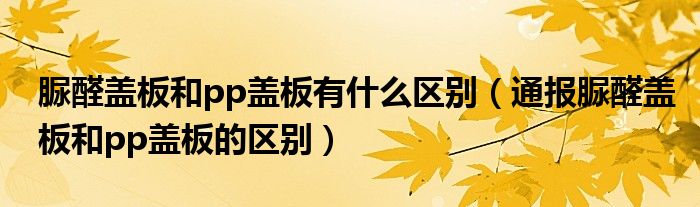 脲醛盖板和pp盖板有什么区别（通报脲醛盖板和pp盖板的区别）