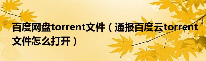 百度网盘torrent文件(通报百度云torrent文件怎么打开)