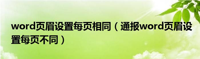 word页眉设置每页相同(通报word页眉设置每页不同)