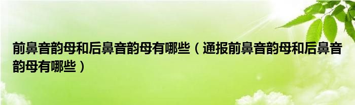 前鼻音韵母和后鼻音韵母有哪些(通报前鼻音韵母和后鼻音韵母有哪些)