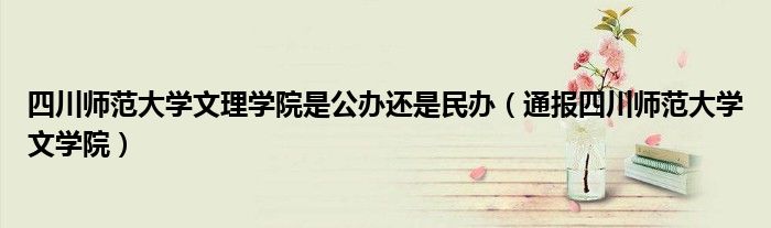 四川师范大学文理学院是公办还是民办(通报四川师范大学文学院)
