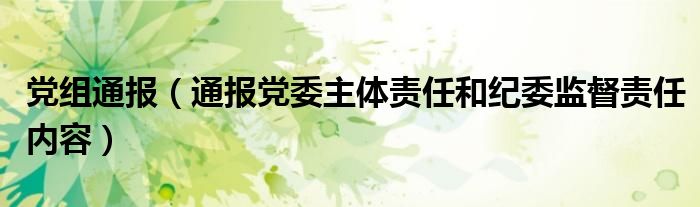 党组通报(通报党委主体责任和纪委监督责任内容)