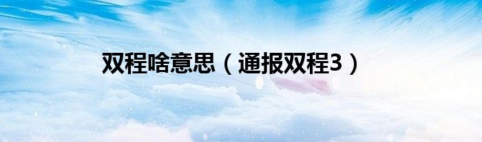 双程啥意思(通报双程3)