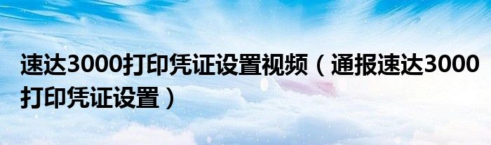 速达3000打印凭证设置视频(通报速达3000打印凭证设置)