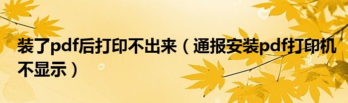 装了pdf后打印不出来(通报安装pdf打印机不显示)