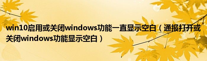 win10启用或关闭windows功能一直显示空白(通报打开或关闭windows功能显示空白)