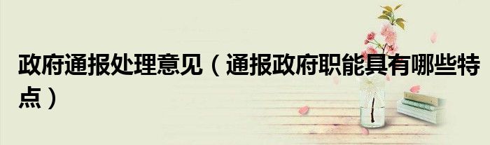 政府通报处理意见(通报政府职能具有哪些特点)
