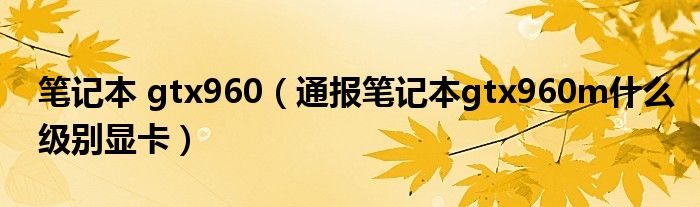笔记本 gtx960(通报笔记本gtx960m什么级别显卡)