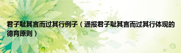 君子耻其言而过其行例子(通报君子耻其言而过其行体现的德育原则)