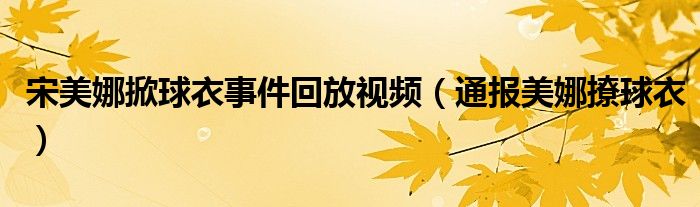 宋美娜掀球衣事件回放视频(通报美娜撩球衣)