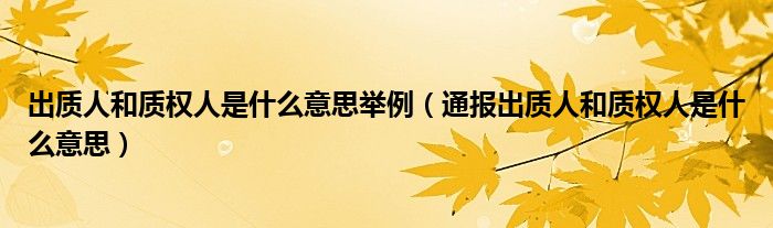 出质人和质权人是什么意思举例(通报出质人和质权人是什么意思)