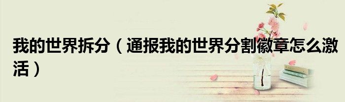 我的世界拆分(通报我的世界分割徽章怎么激活)