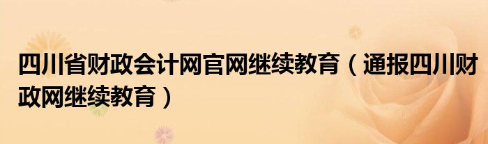 四川省财政会计网官网继续教育(通报四川财政网继续教育)