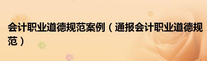 会计职业道德规范案例(通报会计职业道德规范)