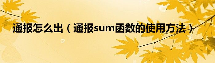 通报怎么出(通报sum函数的使用方法)