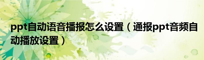 ppt自动语音播报怎么设置(通报ppt音频自动播放设置)