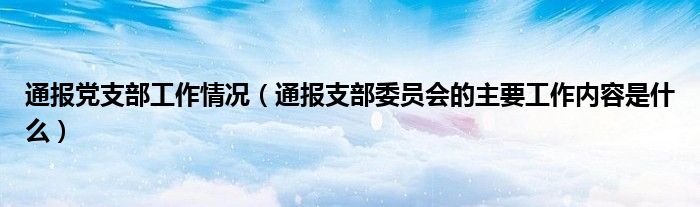 通报党支部工作情况(通报支部委员会的主要工作内容是什么)
