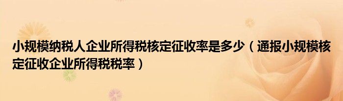 小规模纳税人企业所得税核定征收率是多少(通报小规模核定征收企业所得税税率)
