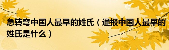 急转弯中国人最早的姓氏(通报中国人最早的姓氏是什么)