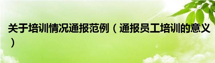 关于培训情况通报范例(通报员工培训的意义)