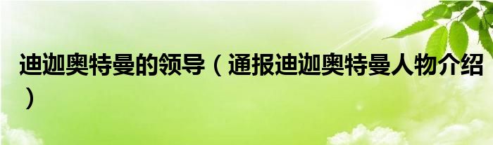迪迦奥特曼的领导(通报迪迦奥特曼人物介绍)