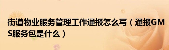 街道物业服务管理工作通报怎么写(通报GMS服务包是什么)