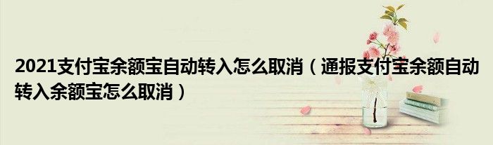 2021支付宝余额宝自动转入怎么取消（通报支付宝余额自动转入余额宝怎么取消）