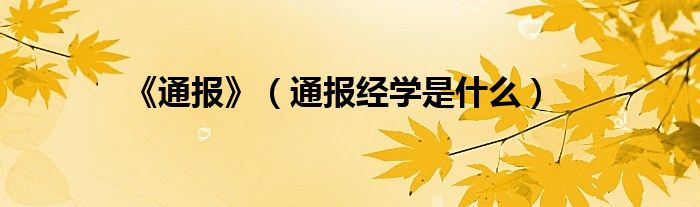 《通报》(通报经学是什么)