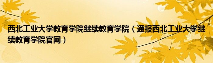 西北工业大学教育学院继续教育学院(通报西北工业大学继续教育学院官网)