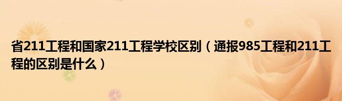 省211工程和国家211工程学校区别(通报985工程和211工程的区别是什么)