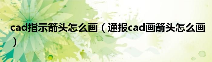cad指示箭头怎么画(通报cad画箭头怎么画)