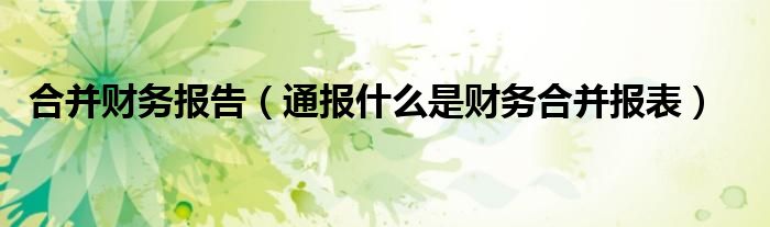 合并财务报告(通报什么是财务合并报表)